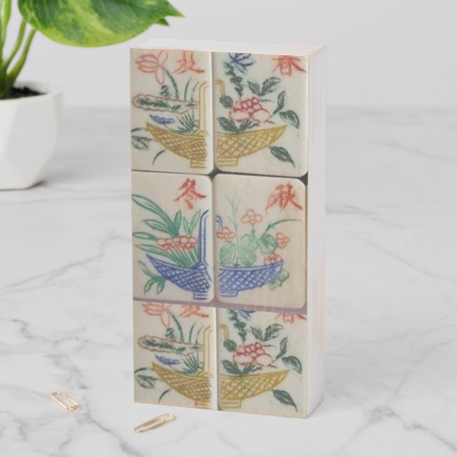 Wood Box Sign, Mahjong (In Situ Vertical)