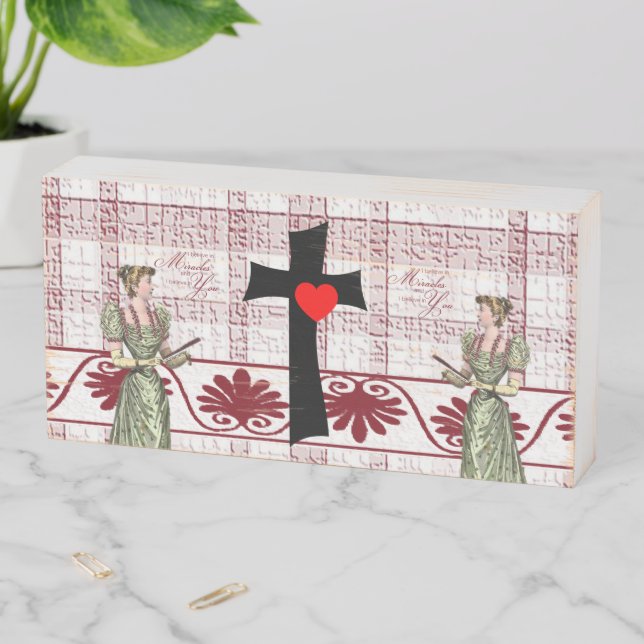 Wood Box Sign, Miracles Believe in You, Cross Red (In Situ Horizontal)