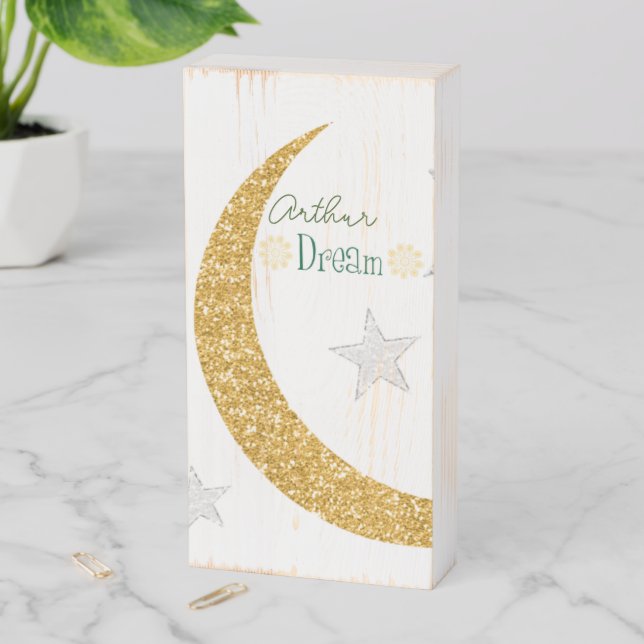 Wood Box Sign, Moon Stars Dream (In Situ Vertical)