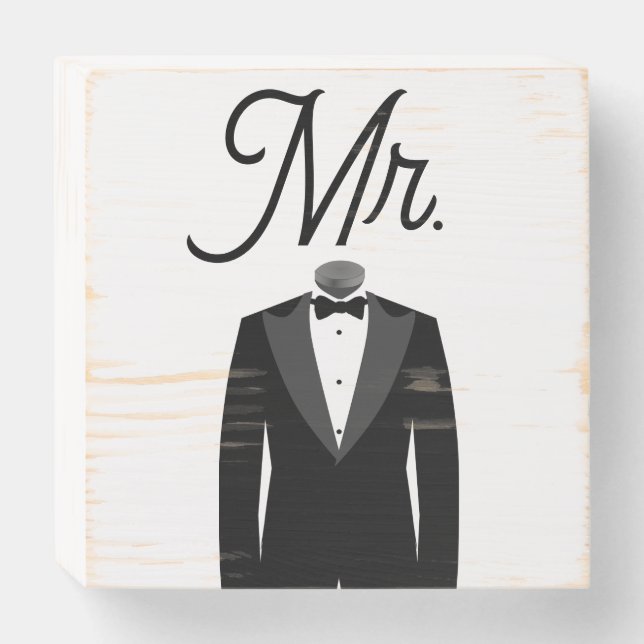 Wood Box Sign - Mr. Husband Tuxedo (Front Horizontal)