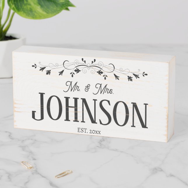 Wood Box Sign -Mr. & Mrs. - Add Name/Year (In Situ Horizontal)