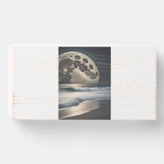   Wood Box Sign Ocean and Moon