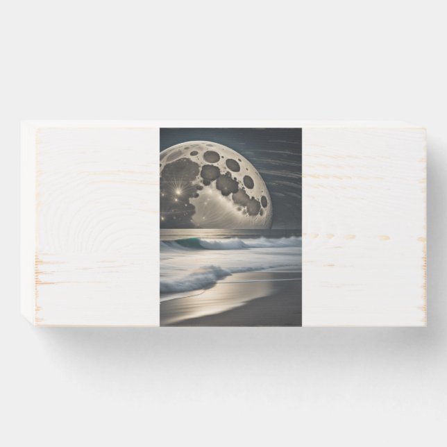   Wood Box Sign Ocean and Moon (Front Horizontal)