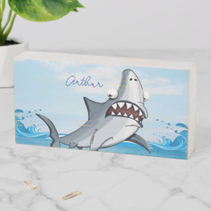 Wood Box Sign, Ocean Shark Blue Water 