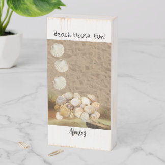Wood Box Sign, Ocean Shells Beach House StonesSand