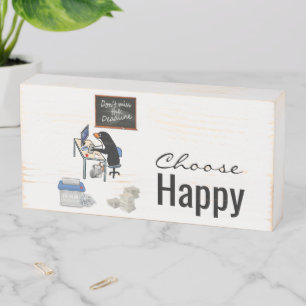 Wood Box Sign, Penguin Choose Happy 