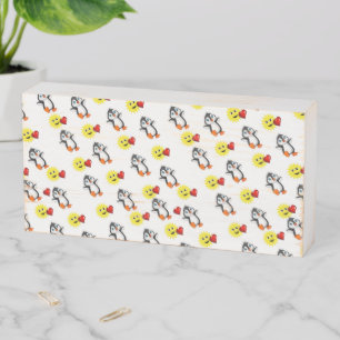 Wood Box Sign, Penguin Sun Hearts