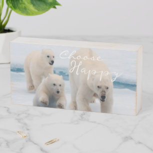 Wood Box Sign, Polar Bear Choose Happy