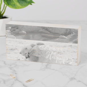 Wood Box Sign, Polar Bear Choose Happy 