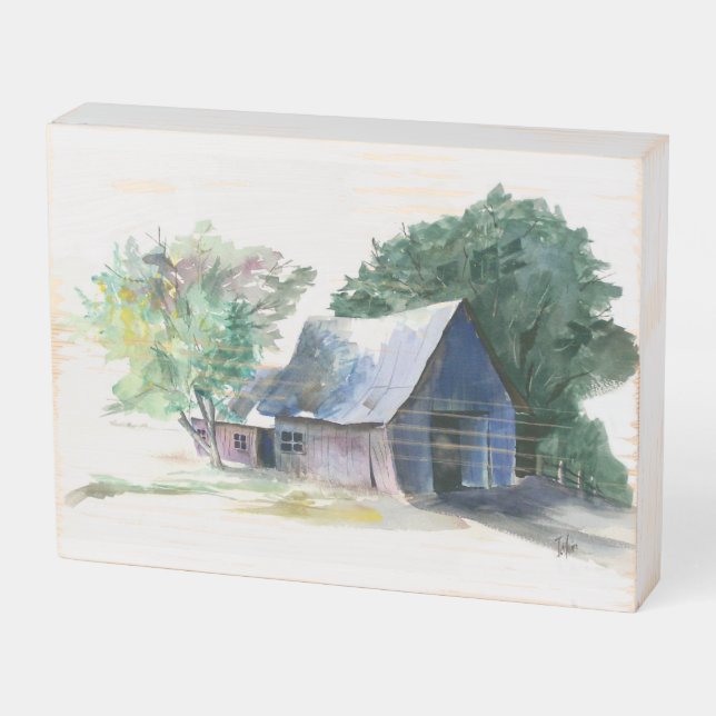 Wood Box Sign - Rustic Barn (Angled Horizontal)