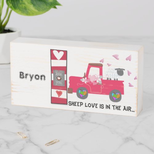Wood Box Sign Sheep Love is in the Air 
