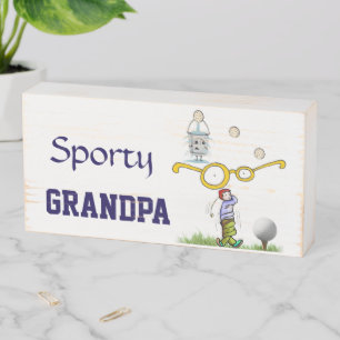 Wood Box Sign, Sporty Grandpa Golf