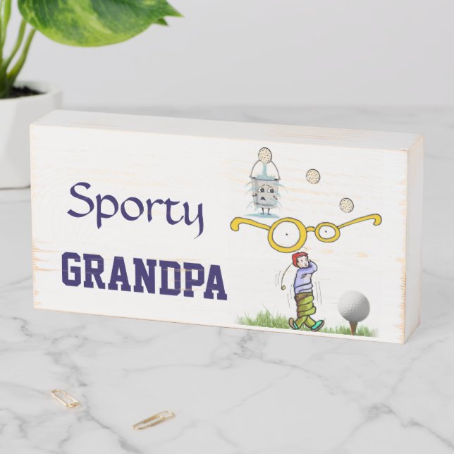 Wood Box Sign, Sporty Grandpa Golf (In Situ Horizontal)