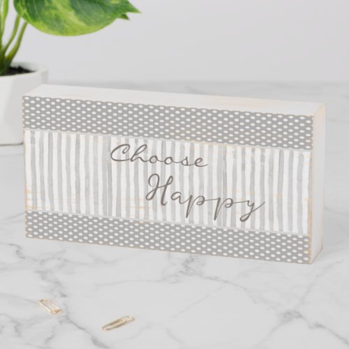 Wood Box Sign Stripe Circular Grey Choose Happy 