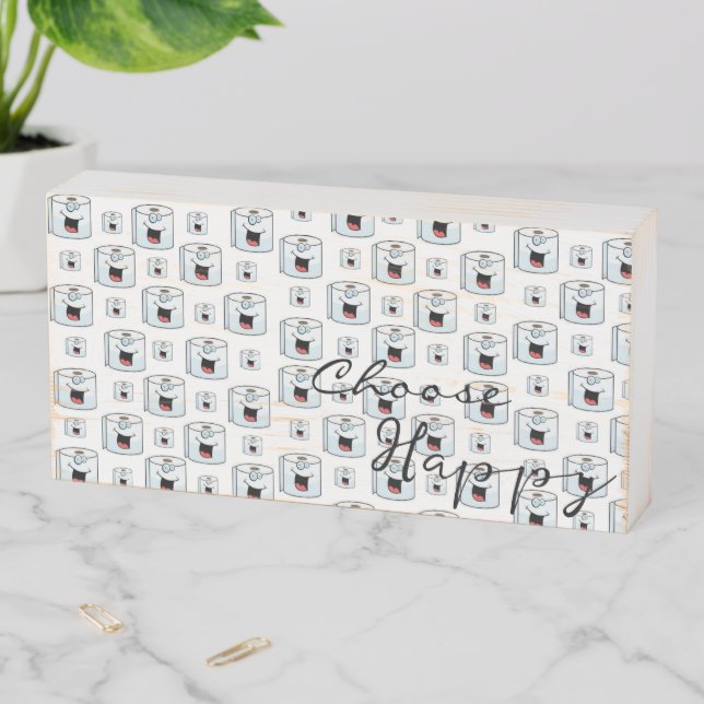 Wood Box Sign, Toilet Paper Choose Happy  (In Situ Horizontal)