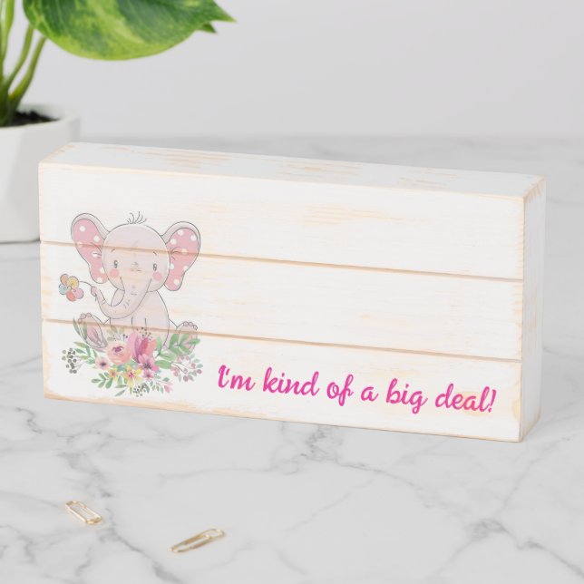 Wood Box Sign, Welcome Guest! Elephant Floral  (In Situ Horizontal)