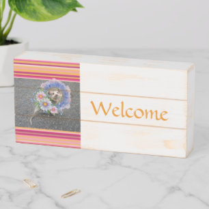 Wood Box Sign, Welcome Possum Floral 