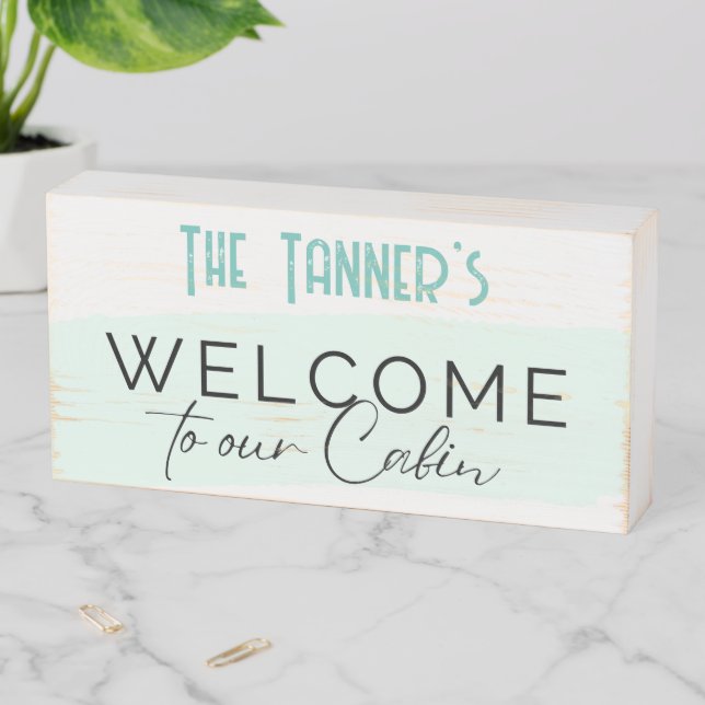 Wood Box Sign - Welcome to our Cabin -Add Name (In Situ Horizontal)