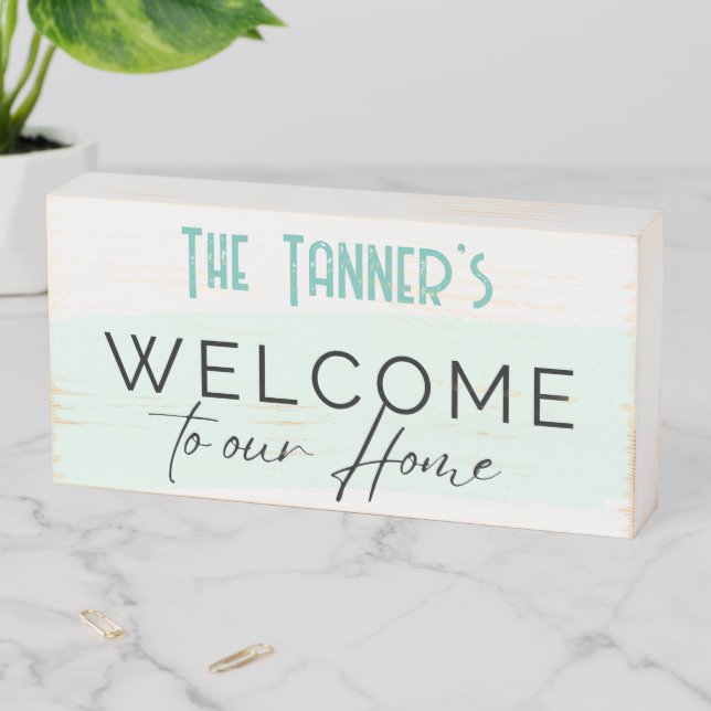 Wood Box Sign - Welcome to our Home -Add Name (In Situ Horizontal)