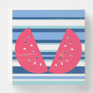 Wood Box Sign with stripes and watermelon
