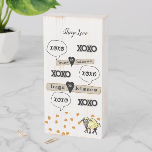 Wood Box Sign Xoxo Sheep Love 