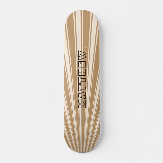 Wood brown Color Stripe Funky Pattern Skateboard (Front)