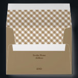 Wood Brown Gingham Plaid Lined Envelope<br><div class="desc">Gingham Plaid Lined Envelope. You can empty words on the card by leaving it by deleting all the words etc within personalized boxes.</div>