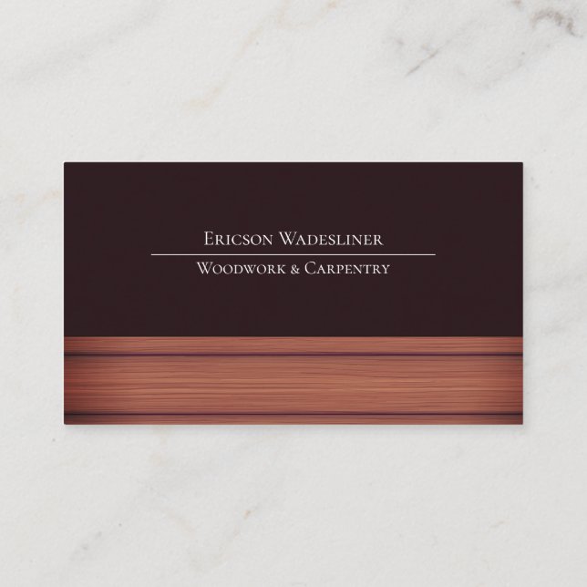 Wood Brown Woodworking Carpenter Business Card (Back)