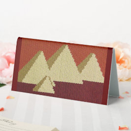 Wood Browns Ecru Pyramids Designer Crochet Print Table Tent