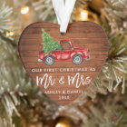 Wood Brush Script First Christmas Vintage Truck