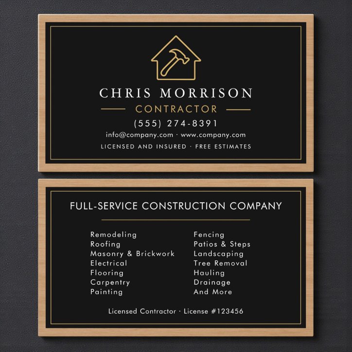 Wood Building Construction Business Card