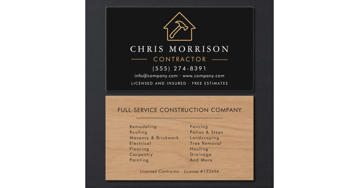 Wood Building Construction Contractor Business Card | Zazzle