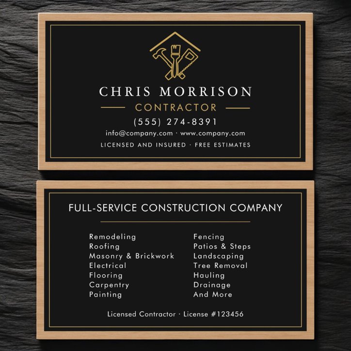 Wood Building Construction Home Improvement Business Card