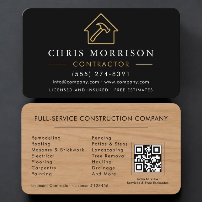 Wood Building Construction QR Code  Business Card (Creator Uploaded)