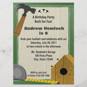 Wood Building Fun Birthday Invitation