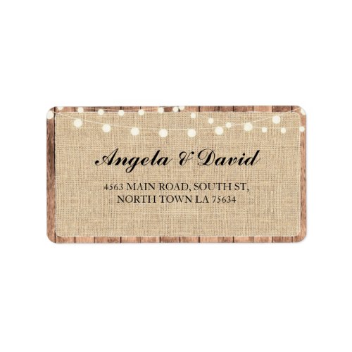 Wood Burlap Rustic Elegant Wedding Address Labels