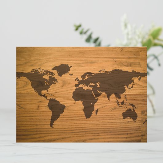 Wood Burned World Map (Standing Front)