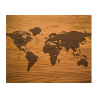 Wood Burned World Map Wall Art