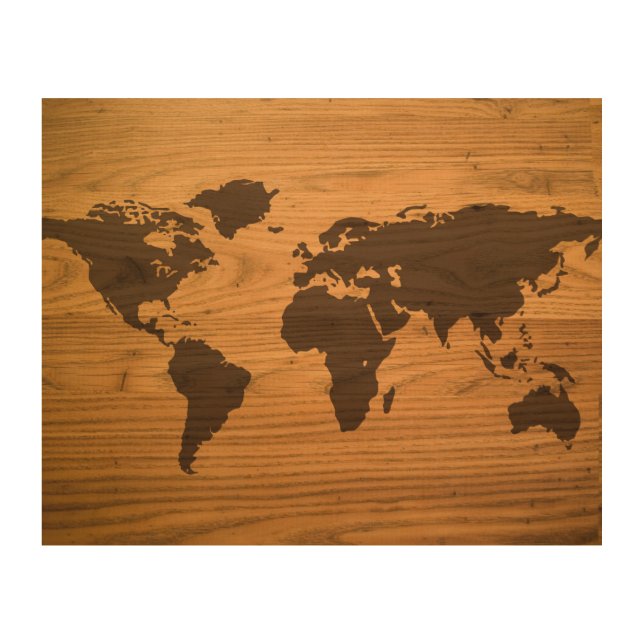 Wood Burned World Map Wall Art (Front)