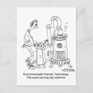 Wood Burning Key Machine Postcard