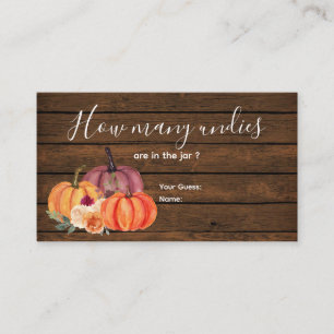 Wood Burnt Orange Pumpkin Floral How Many Undies Enclosure Card
