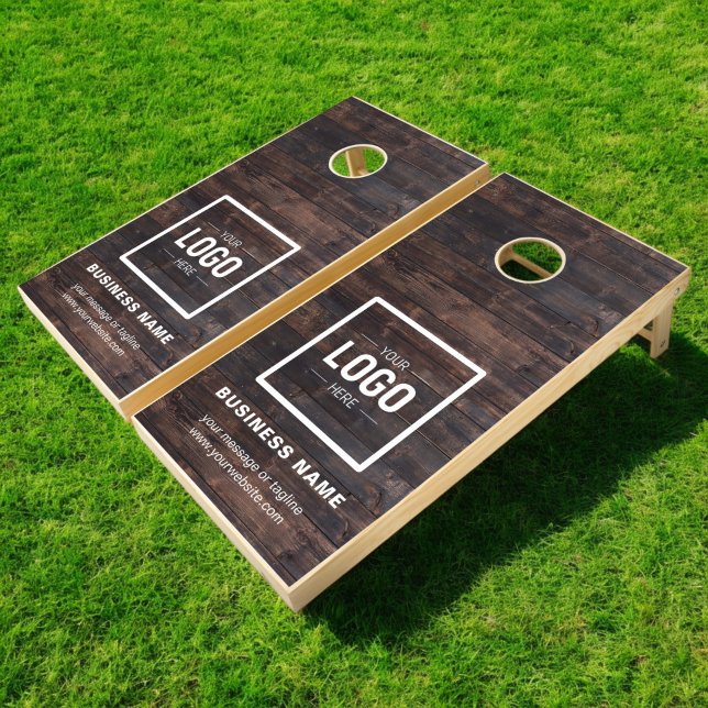 Wood Business Logo White Company Marketing Cornhole Set (Creator Uploaded)