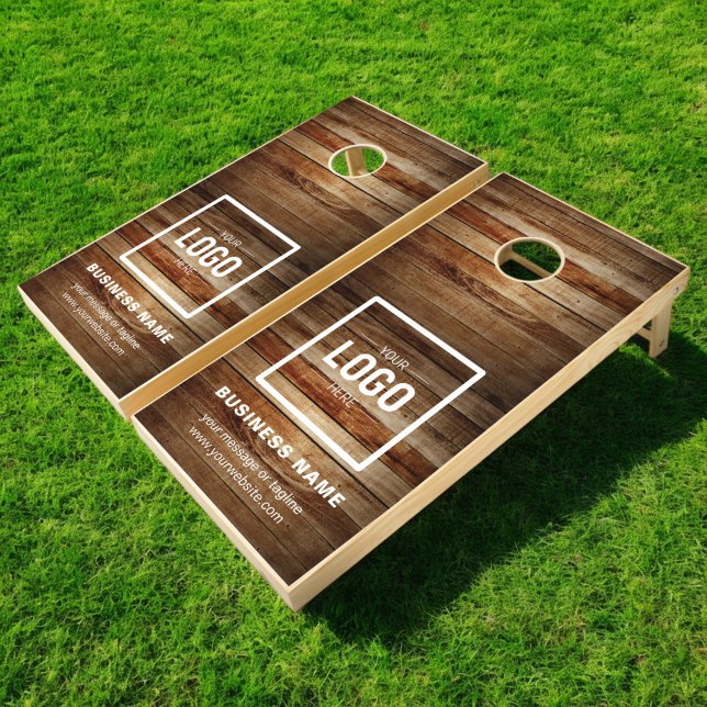 Wood Business Logo White Company Marketing Cornhole Set (Creator Uploaded)
