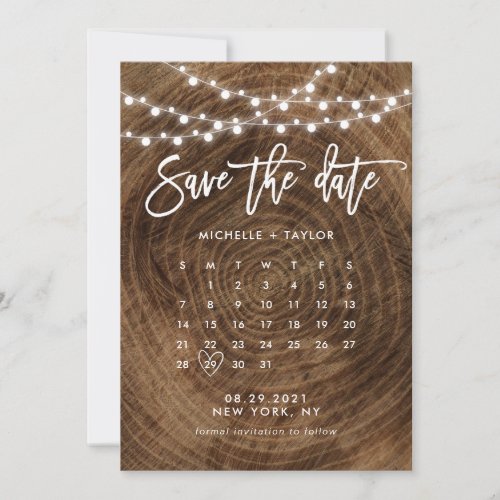 Wood Calendar Save the Date Card