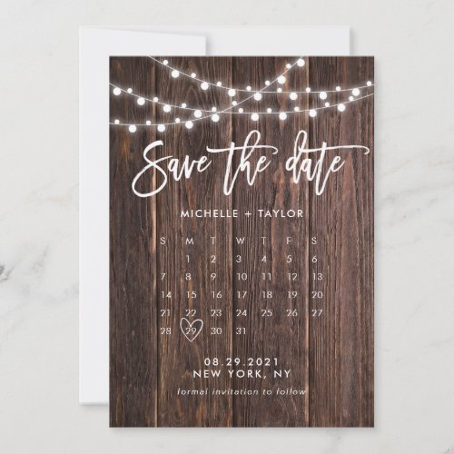 Wood Calendar Save the Date Card