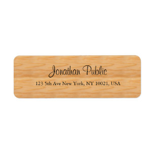 Wood Calligraphed Script Name Text Return Address Label