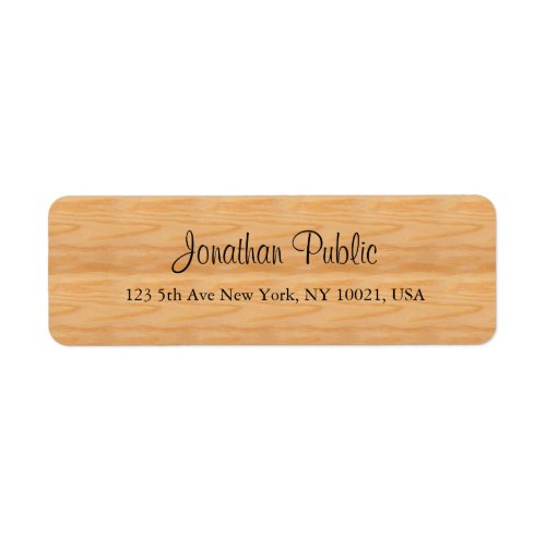 Wood Calligraphed Script Name Text Return Address Label