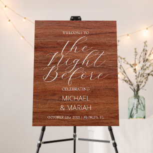 Wood Calligraphy The Night Before Rehearsal Dinner Foam Board