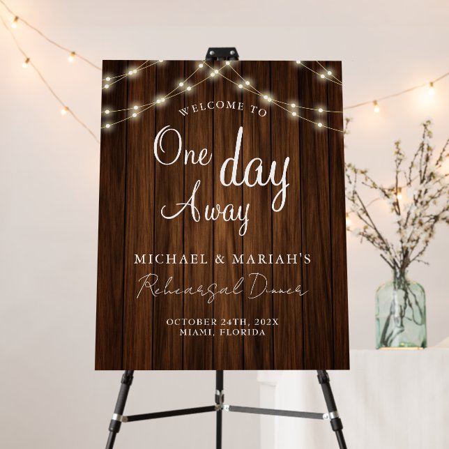 Wood Calligraphy The Night Before Rehearsal Dinner Foam Board (In Situ (Stand))