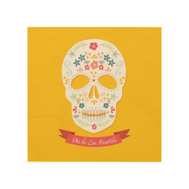 Wood Canvas Sugar Skull art print (Front)